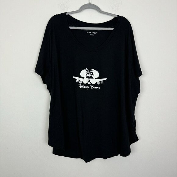 Ava Viv Black ‘Disney Bound’ Minnie Mouse Sparkley T-Shirt Plus Size 4X - Picture 1 of 6